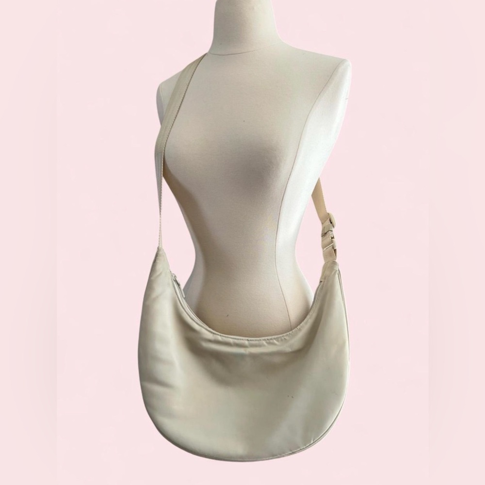 Cream Crescent Shoulder Bag with Adjustable Strap
